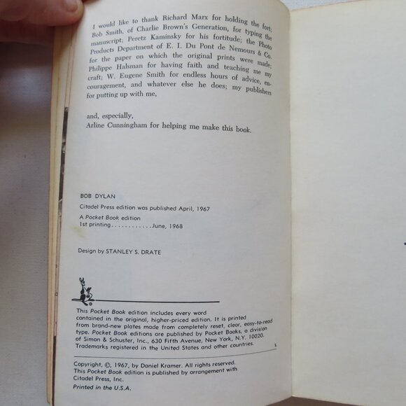 Bob Dylan by Daniel Kramer 1968 Vintage Music Biography Photo Paperback Book - Picture 7 of 15